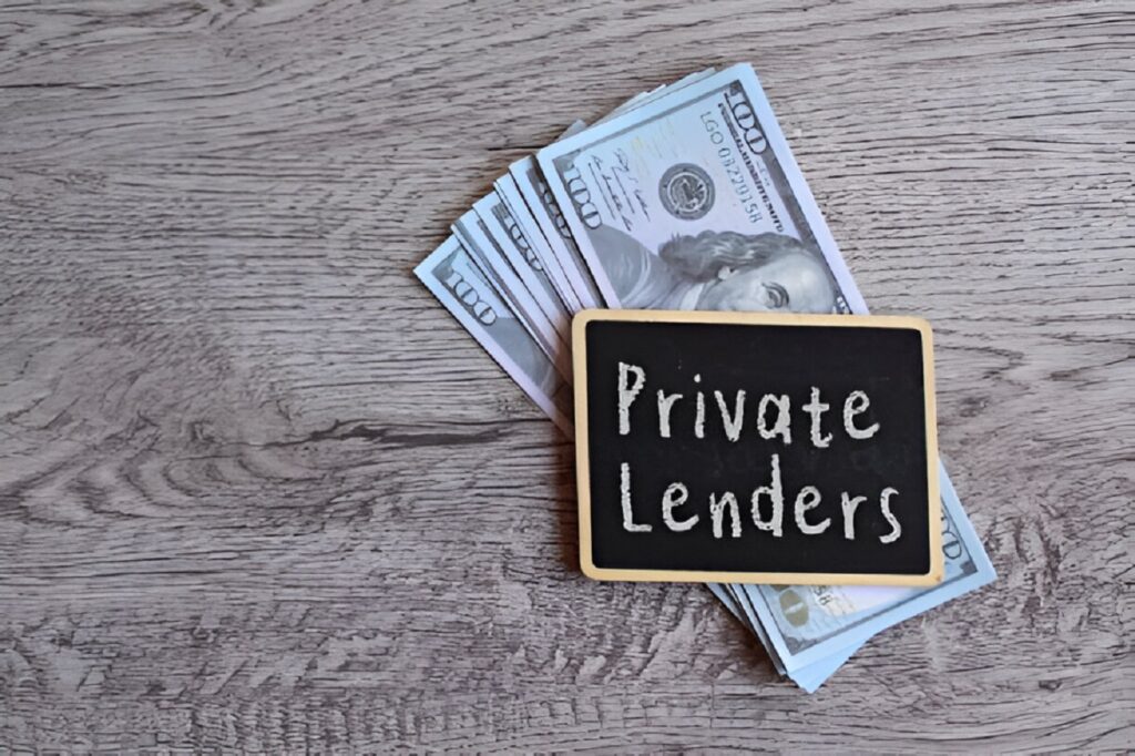 Private lenders chalkboard with cash, symbolizing residential loans