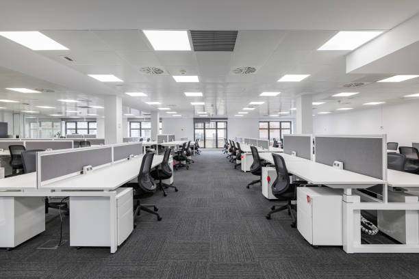 Renovated office with modern workstations after Commercial Hard Money Loans