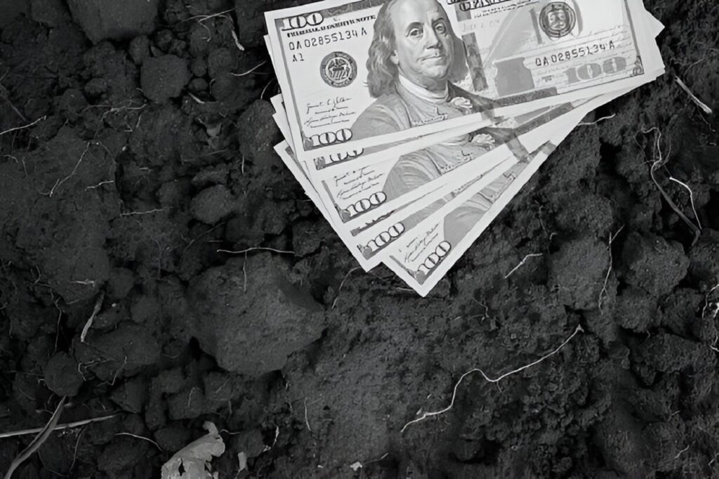 Money symbolizing financial transactions in land loan services