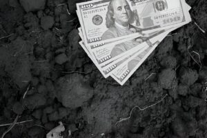 Money symbolizing financial transactions in land loan services