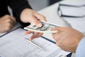 Financial transaction with money exchange in foreclosure loan