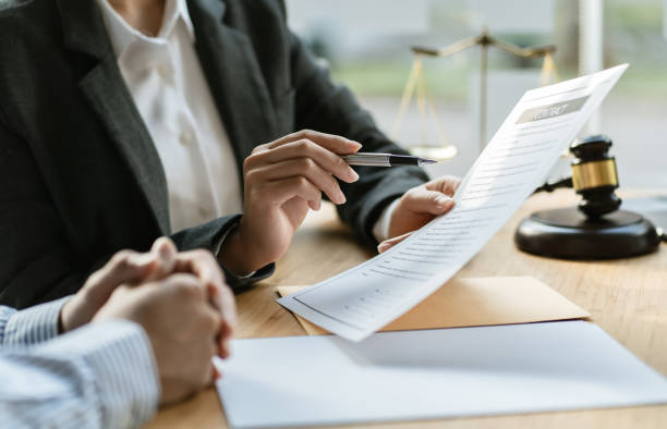 Loan agent explaining documents for fast approval service
