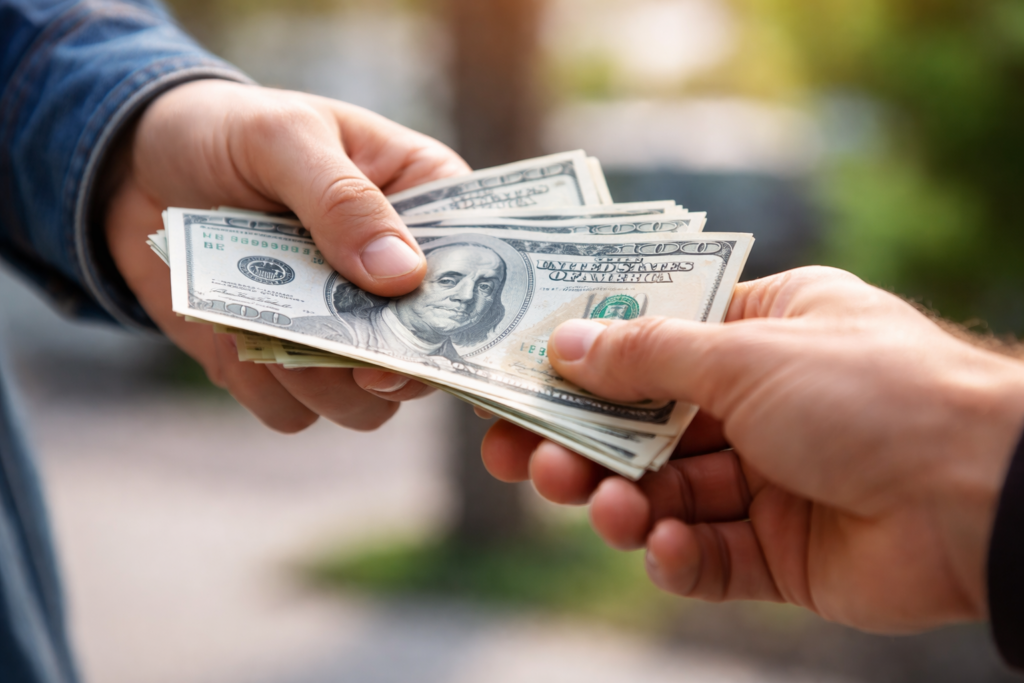 Cash transaction for securing warehouse property loan agreement