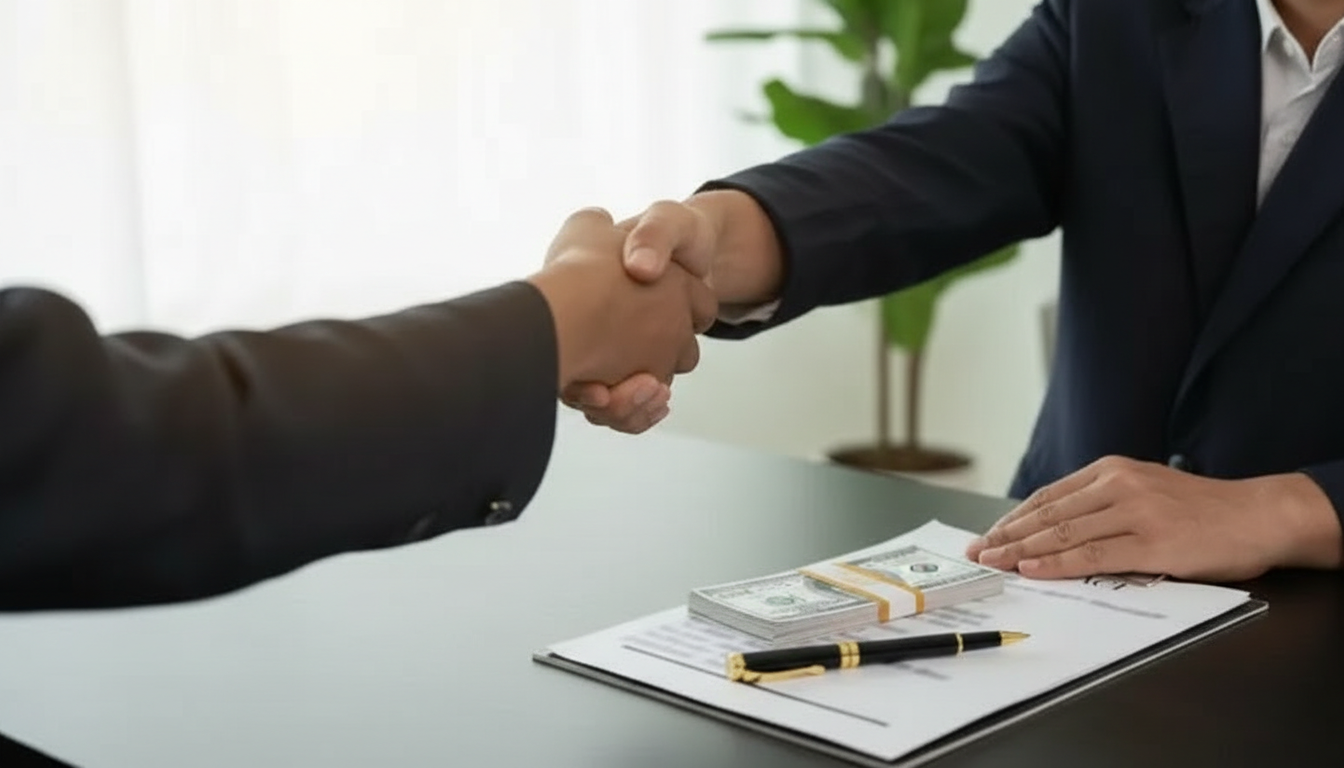 Private money lending deal finalized with handshake and cash-backed agreement