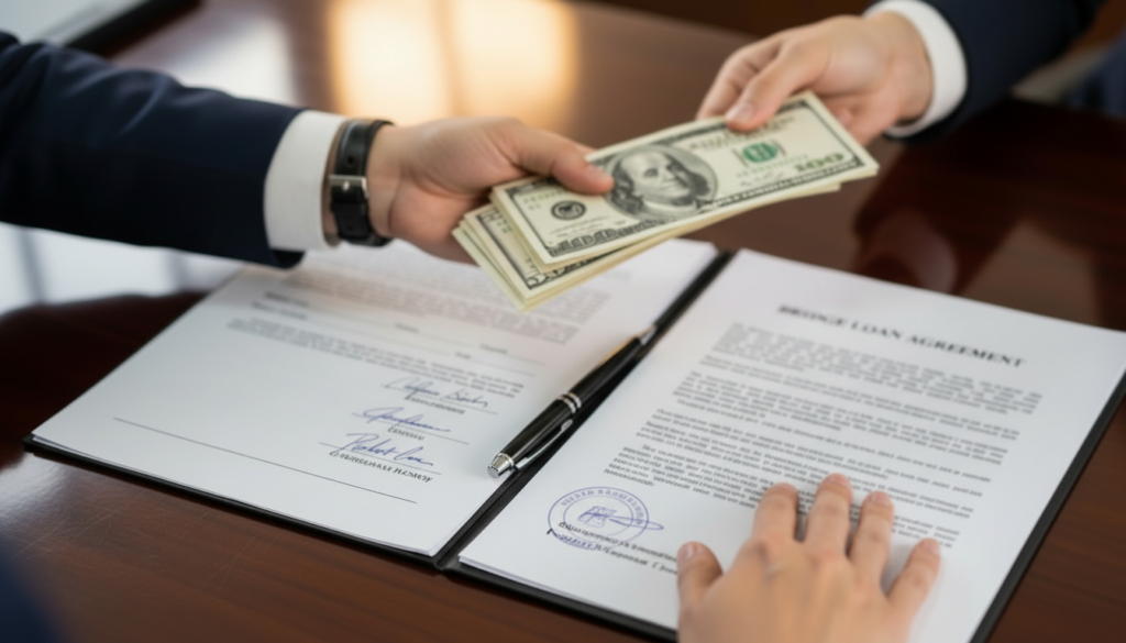 Bridge loan funding with cash exchange after loan approval