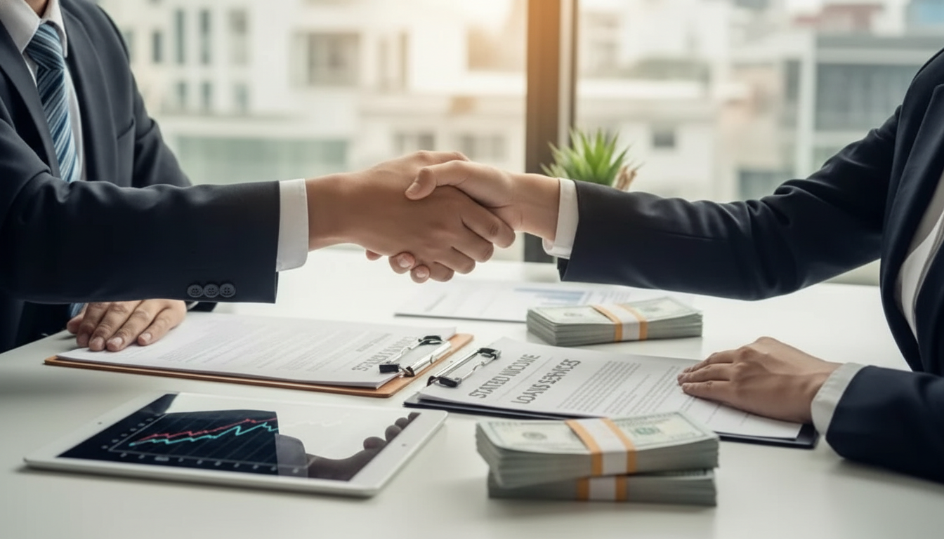 Signing stated income loan agreement with financial transaction