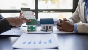 Discussing land loan options with property models
