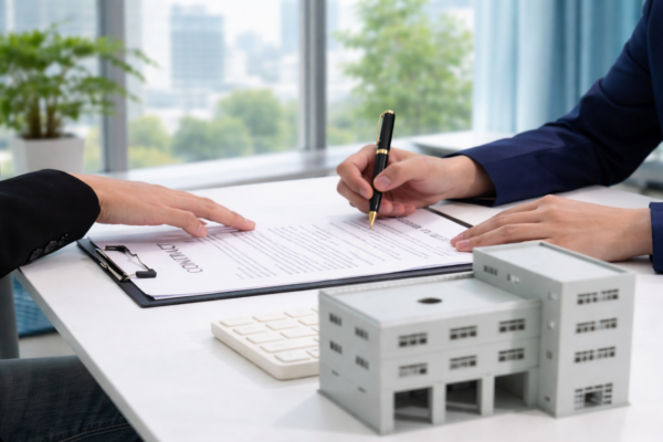 Warehouse property loan services contract signing meeting