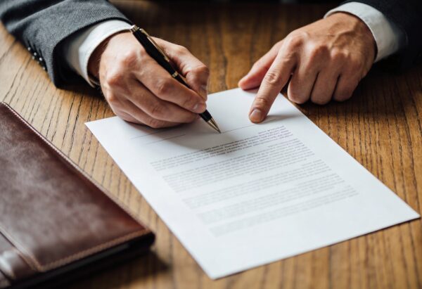 Signing business funding contract with private lender advisor
